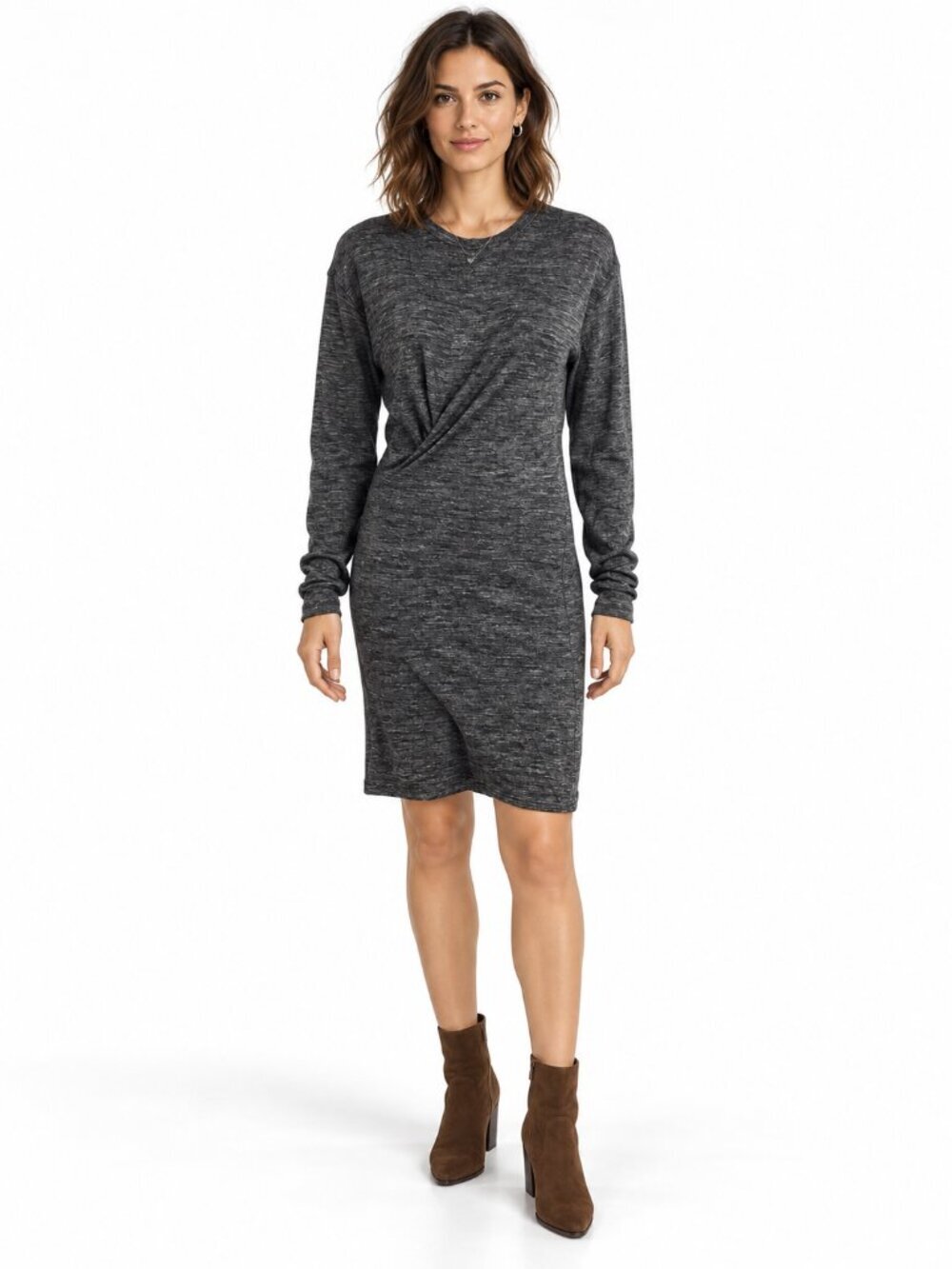 Isabel Marant Étoile Wilder Twist Front Gray Jersey Dress Size 4 Linen Wool